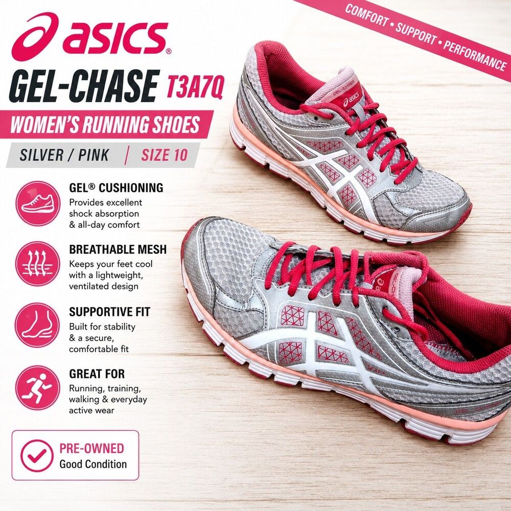 ASICS GEL-Chase T3A7Q Women's Running Shoes Silver Pink Size 9